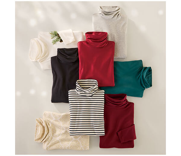 SoftEssential™ Long Sleeve Pima Turtleneck collage