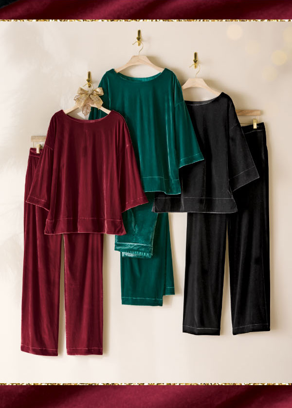 Aria Velvet Tops and Wide Leg Pants hanging shot