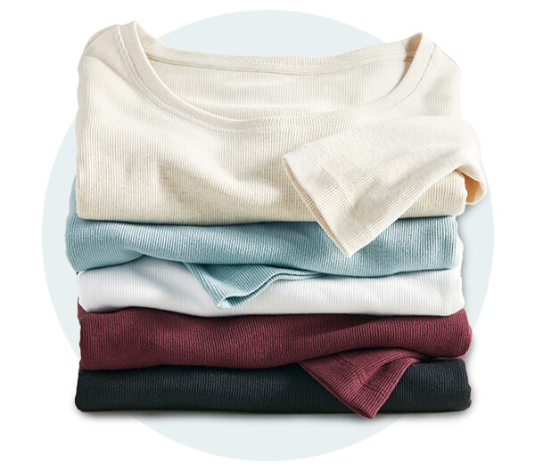 Rib Knit Long Sleeve Scoop Neck Tee stack
