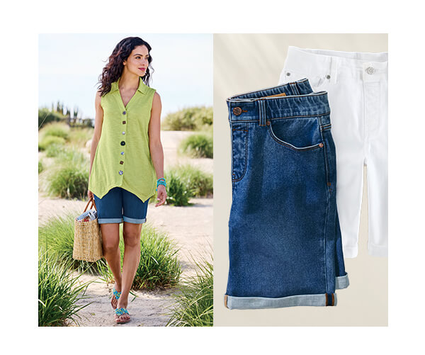 Ultimate Denim Pull On Relaxed Shorts grid