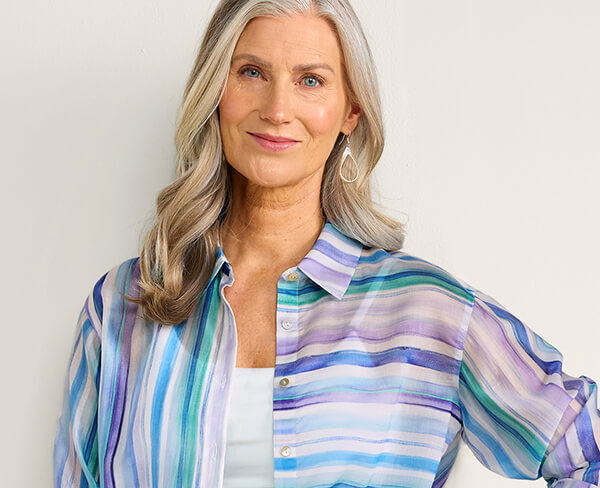 Multi Stripe Lyocell LS Big Shirt