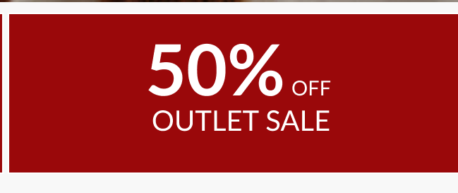 Sale banner advertising 50% off outlet styles.