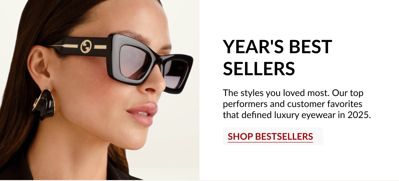 Model wearing oversized black designer sunglasses, a top-selling luxury eyewear style of 2025.