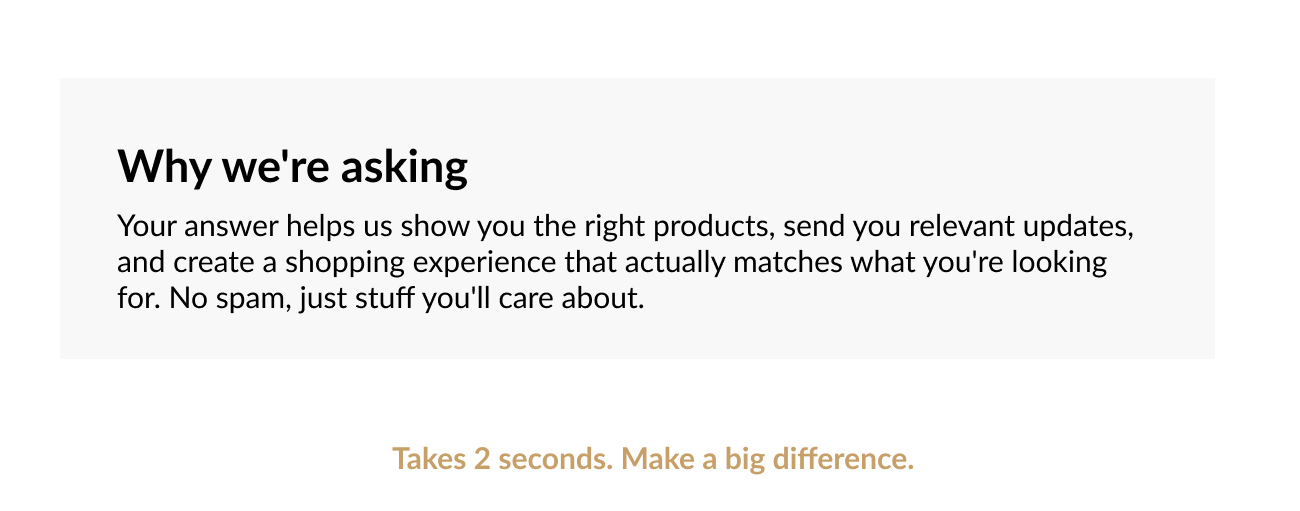 Why we're asking: Your answer helps us show you the right products and create a personalized shopping experience.