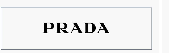 Call-to-action to shop the brand, "Prada."