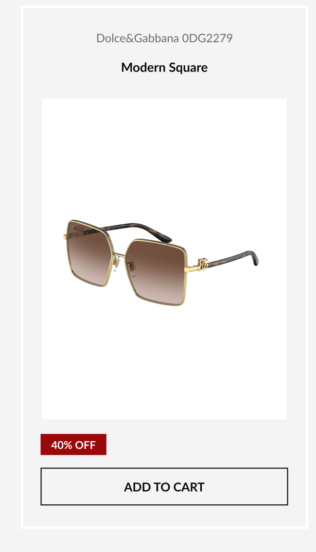 Featured Dolce&Gabbana 0DG2279 modern square sunglasses with 40% off Memorial Day Sale pricing.