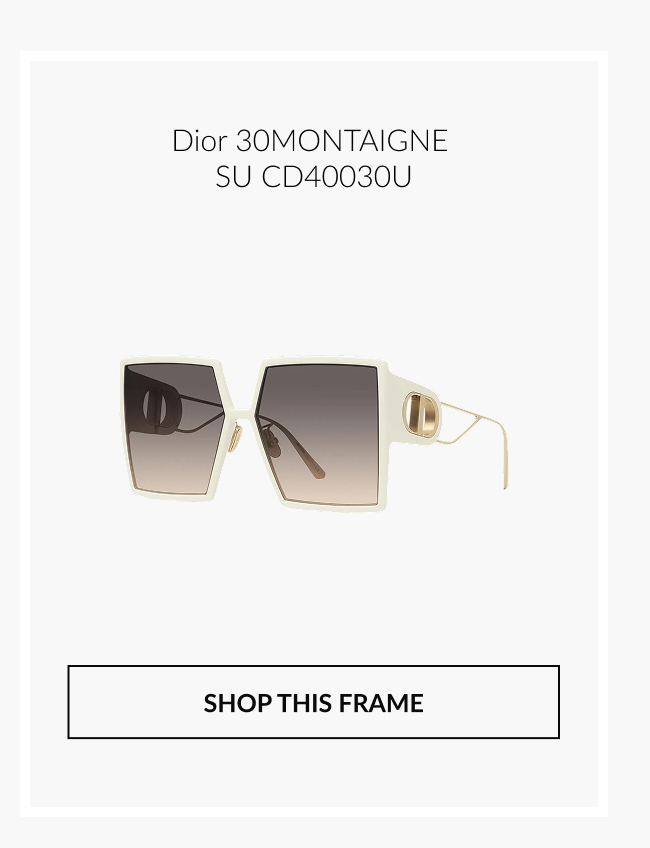 Product image of Dior 30MONTAIGNE SU CD40030U oversized square sunglasses with gradient lenses and “Shop This Frame” button.