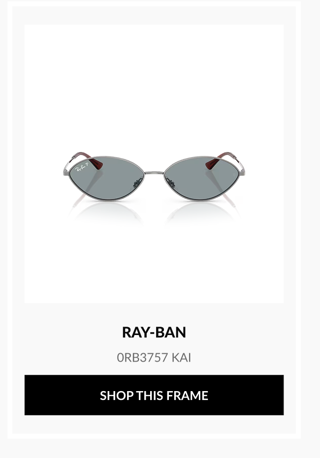 Product image of Ray-Ban 0RB3757 Kai oval sunglasses with a silver metal frame and gray lenses.