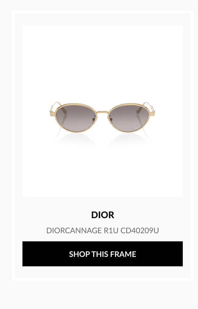 Product image of Dior DiorCannage R1U CD40209U oval sunglasses with a gold metal frame and gradient lenses.