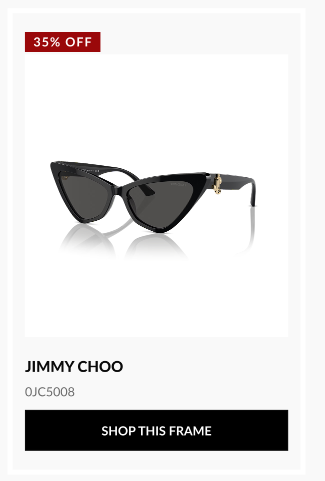 Product image of Jimmy Choo 0JC5008 sunglasses with 35% OFF badge and Shop This Frame button.