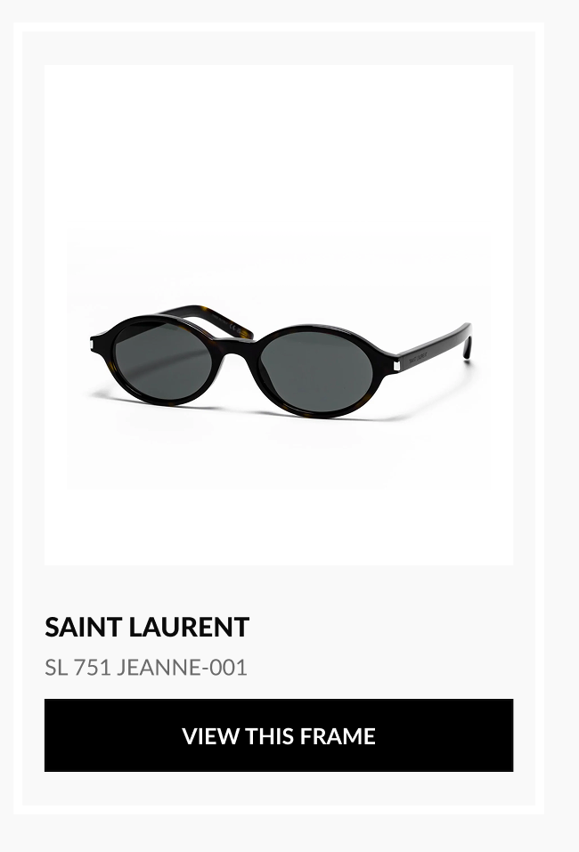 Product image of Saint Laurent SL 751 JEANNE-001 sunglasses with 40% OFF badge and Shop This Frame button.