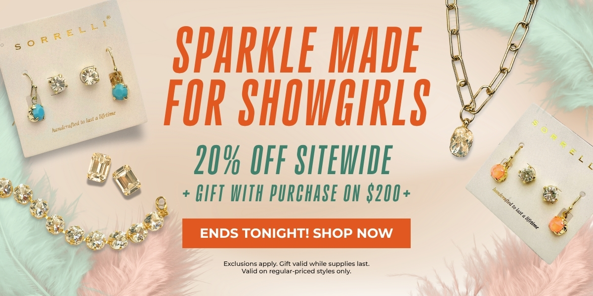 Sparkle Made for Showgirls - 20% Off Sitewide + Gift with Purchase on $200+ Ends Tonight! Exclusions apply, gift valid while supplies last. Valid on regular-priced styles only.