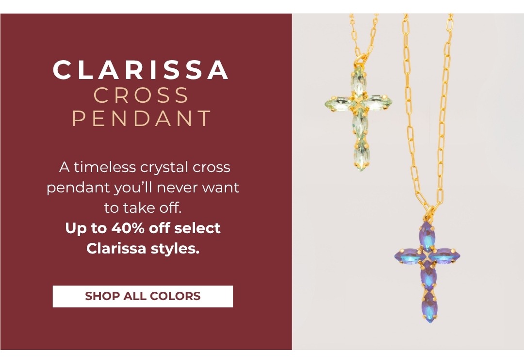 Clarissa Cross Pendant: A timeless crystal cross pendant you'll never want to take off. Up to 40% off - Shop All colors