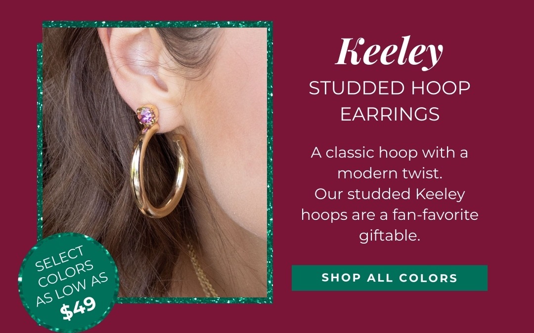 Keeley Studded Hoop Earrings - a classic hoop with a modern twist. Our studded Keeley hoops are a fan-favorite giftable. Shop All Colors - Select colors as low as $49