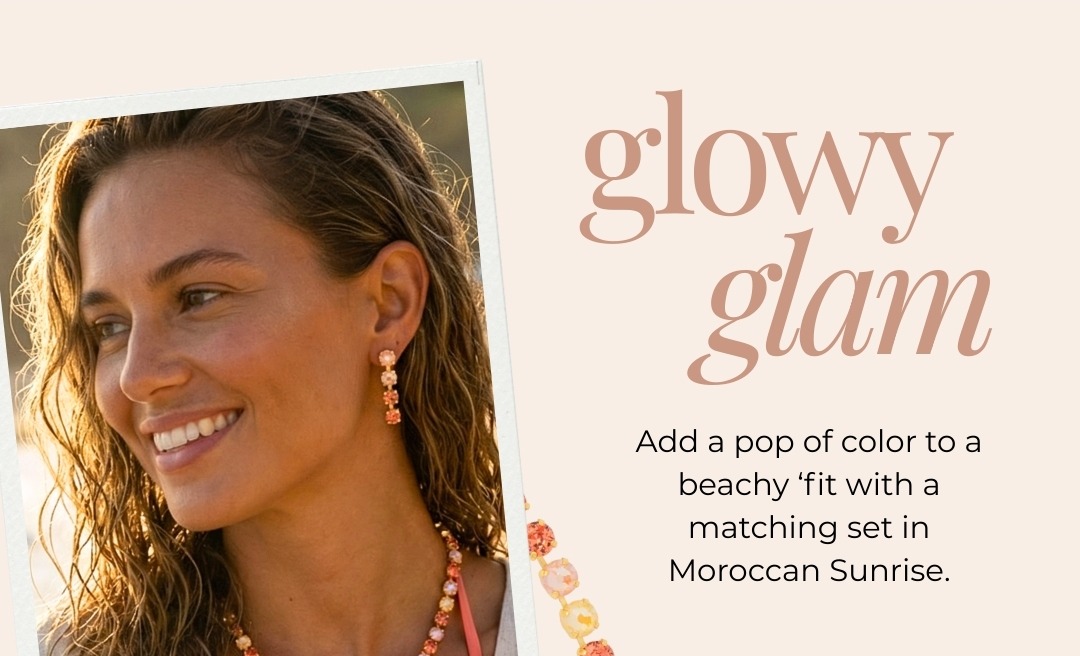 Glowy Glam - Add a pop of color to a beachy ‘fit with a matching set in Moroccan Sunrise.