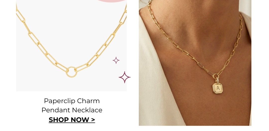 Paperclip Charm Pendant Necklace