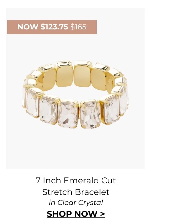 7 Inch Emerald Cut Stretch Bracelet in Clear Crystal