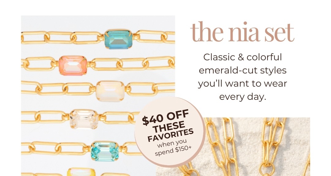 The Nia Set - Classic & colorful emerald-cut styles you’ll want to wear every day. $40 OFF THESE FAVORITES when you spend $150+