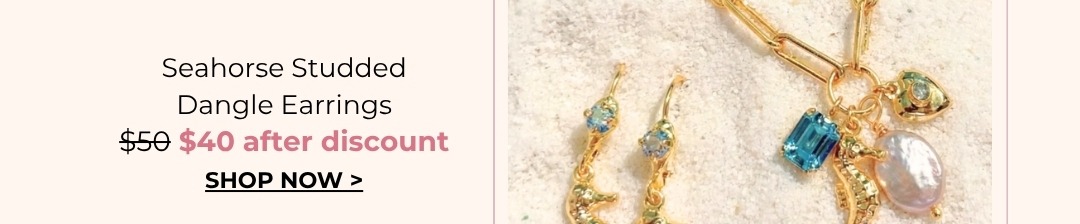 Seahorse Studded Dangle Earrings - was $50, now $40