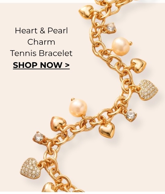 Heart & Pearl Charm Tennis Bracelet