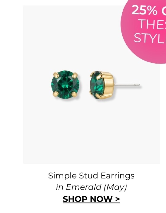 Simple Stud Earrings in Emerald (May)