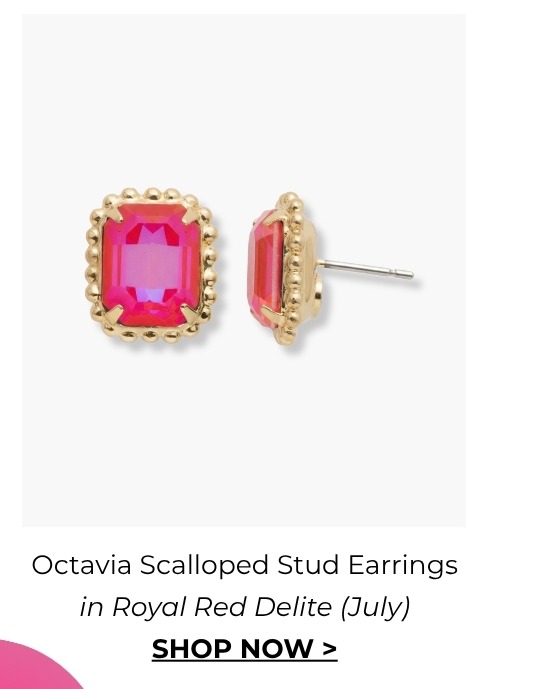 Octavia Scalloped Stud Earrings in Royal Red Delite (July)