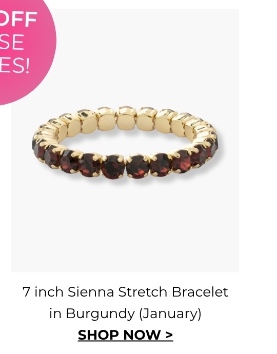 7 Inch Sienna Stretch Bracelet in Burgundy (January)
