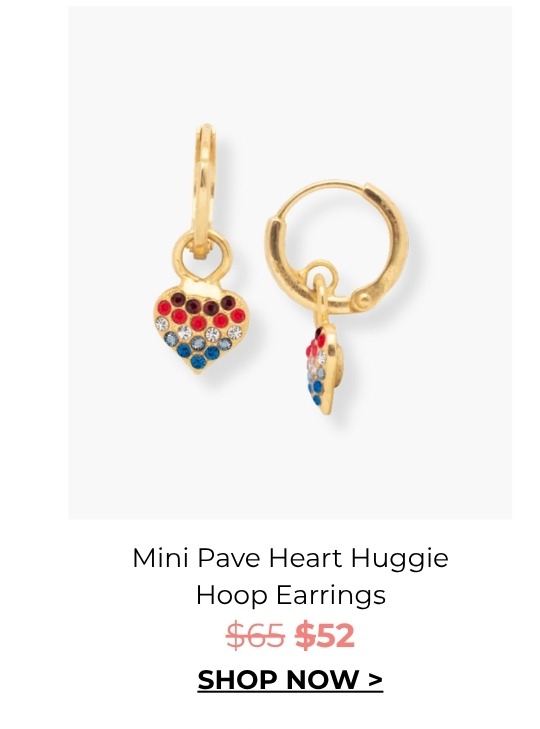 Mini Pave Heart Huggie Hoop Earrings - was $65 now $52