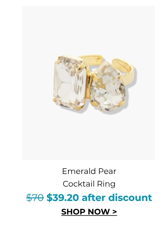 Emerald Pear Cocktail Ring was $70 now $39.20 after discount