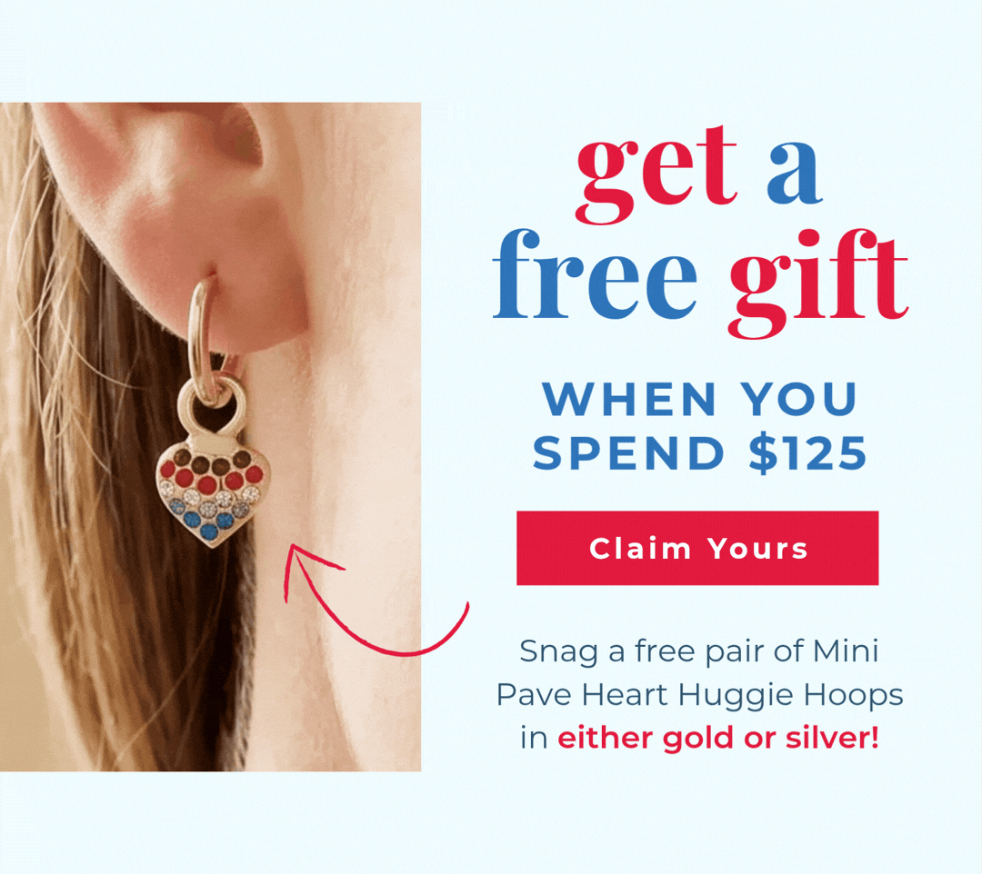 Get a Free Gift when you spend $125! Claim Yours - Snag a free pair of Mini Pave Huggie Hoops in either gold or silver!