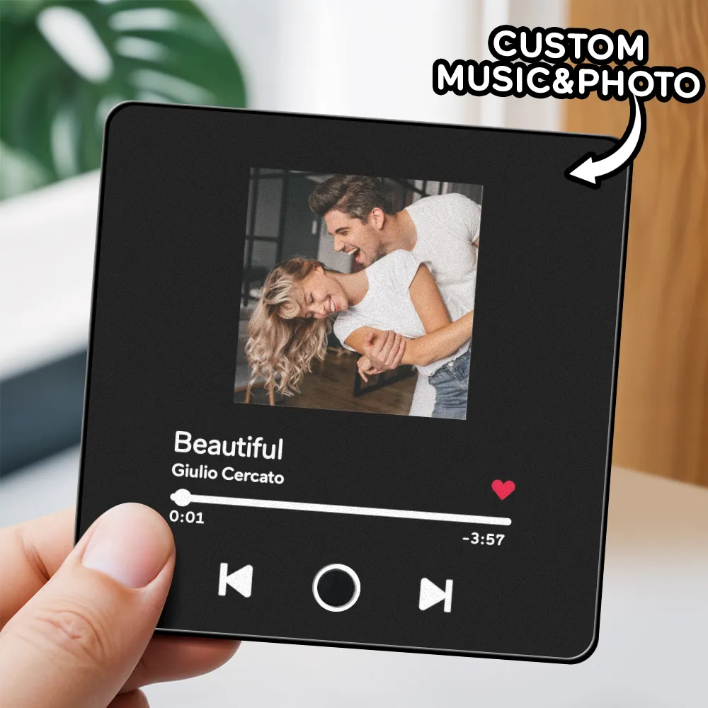 Image of Customized Music Fridge Magnet Personalized Photo Fridge Magnet Can Play Songs and Adjust Volume