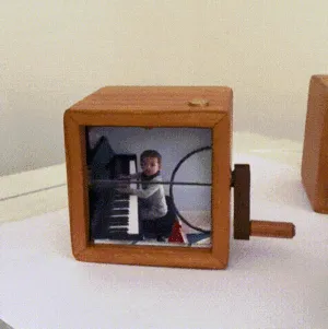 Image of Custom Photo Flipbook Frame Animation Machine Mechanical Hand-cranked Flipbook Box Photo Album with Light Black Walnut Anniversary Gifts