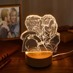Image of Custom 3D Photo Lamp Led for Bedroom, Personalized Night Light for Lovers