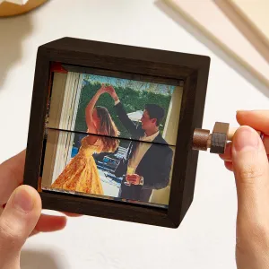 Image of Custom Photo Flipbook Frame Animation Machine Mechanical Hand-cranked Flipbook Box Photo Album with Light Unique Valentine's Day Gifts