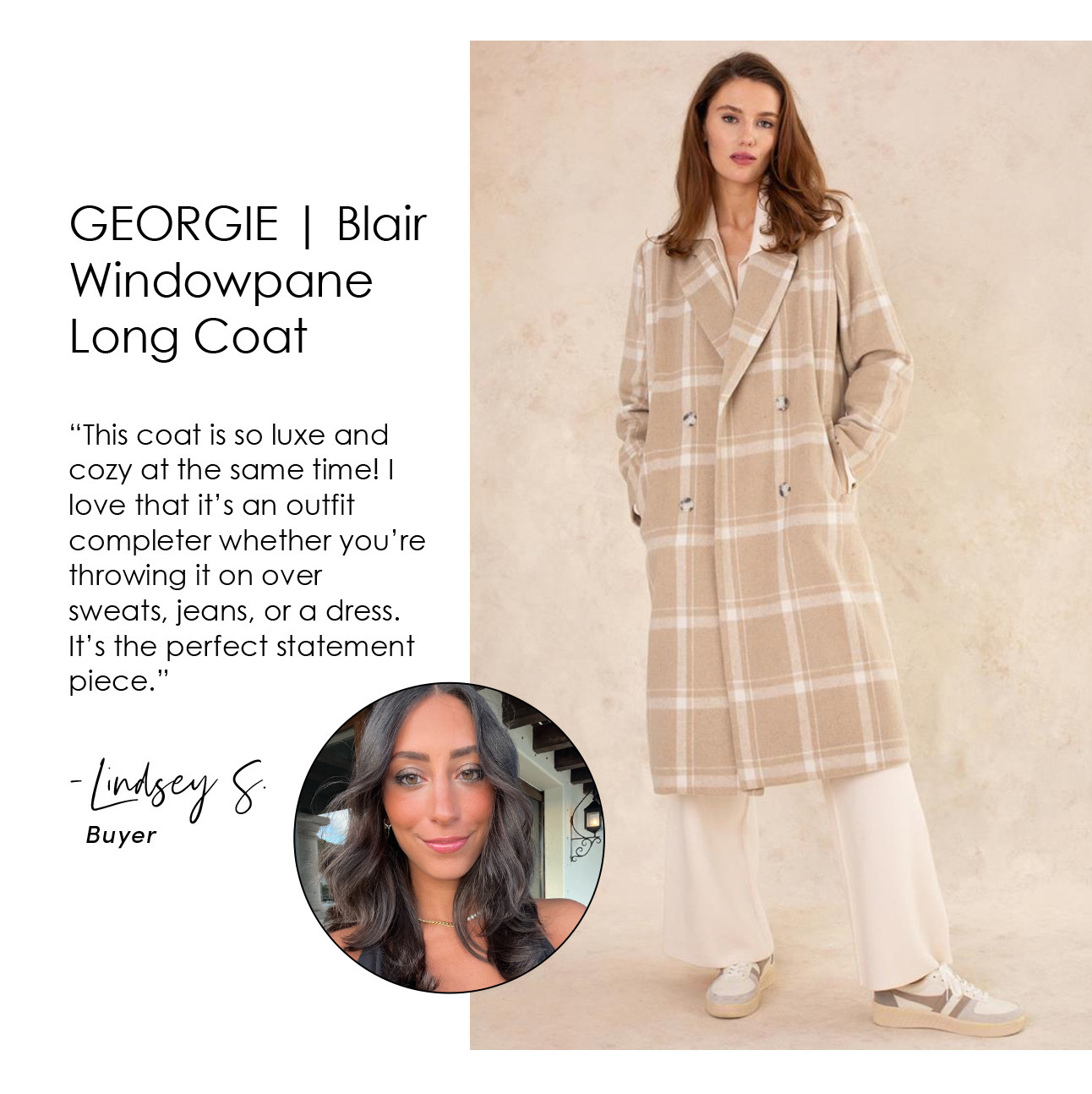 GEORGIE | Blair Windowpane Long Coat