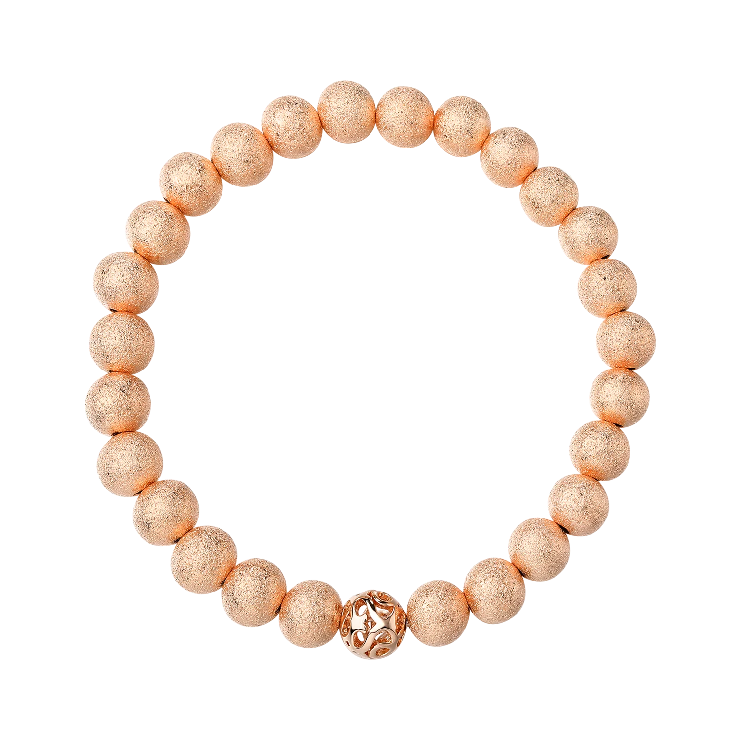 Image of 8mm 14k Rose Gold Diamond Dust Beaded Bracelet