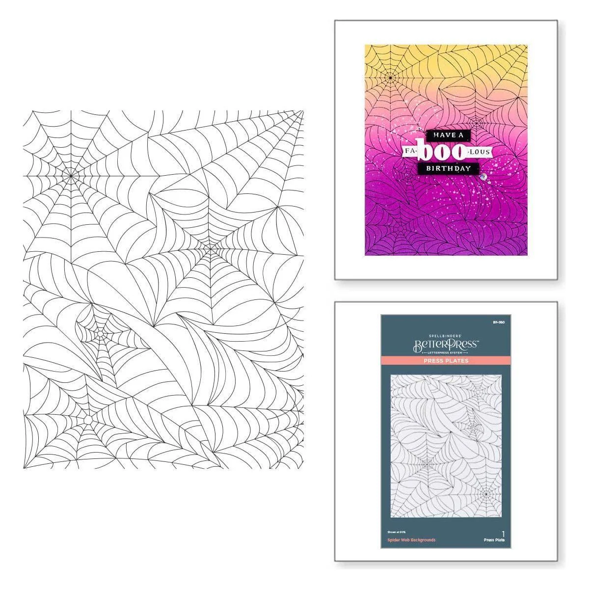 Image of Spider Web Background Press Plate from the Betterpress Halloween Collection