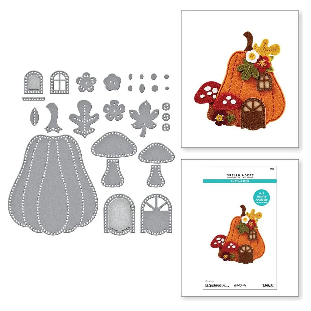 Image of Felt Pumpkin Lane House Etched Dies from the Felt Stitch & Create Collection by Nichol Spohr