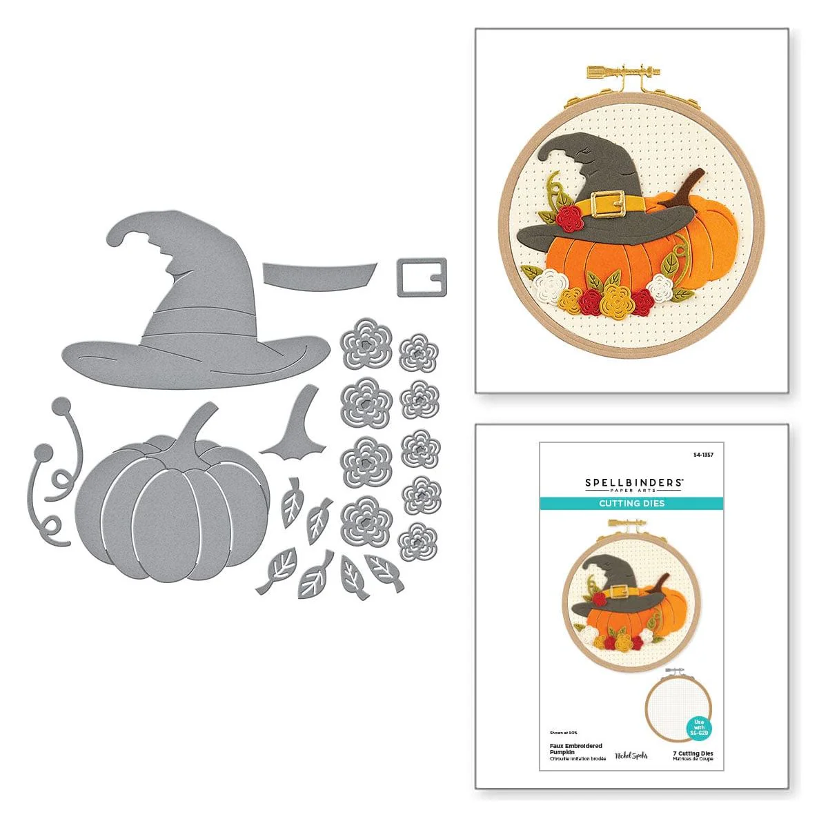Image of Faux Embroidered Pumpkin Etched Dies from the Nichol's Needlework Collection by Nichol Spohr