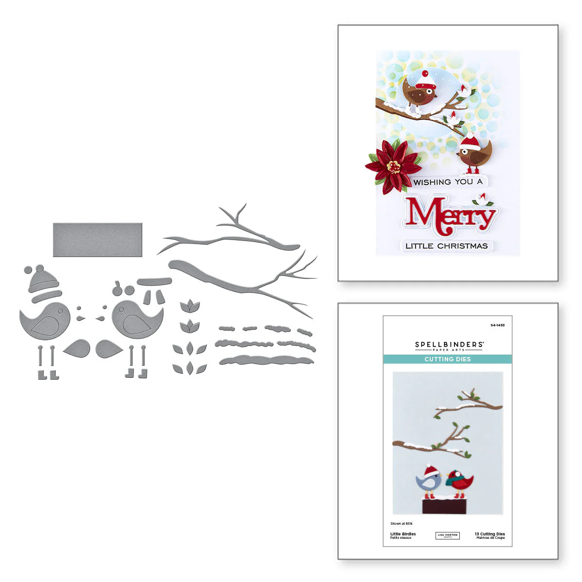 Image of Little Birdies Etched Dies from the All About Christmas Collection by Lisa Horton