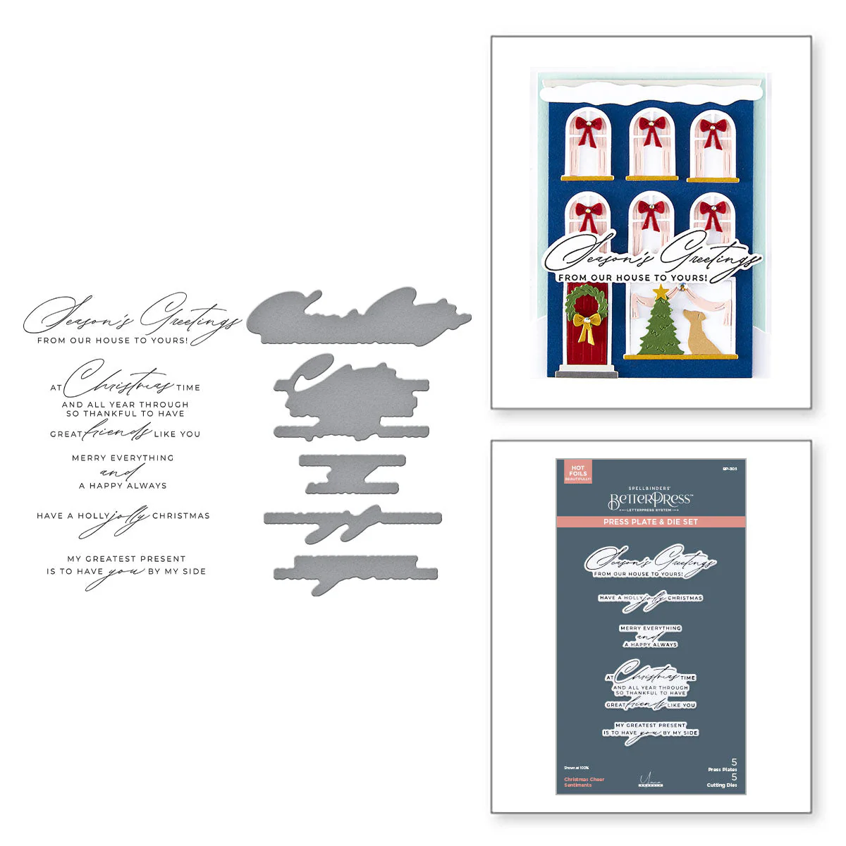 Image of Christmas Cheer Sentiments BetterPress Plate & Die Set from the City Holiday Collection by Yana Smakula