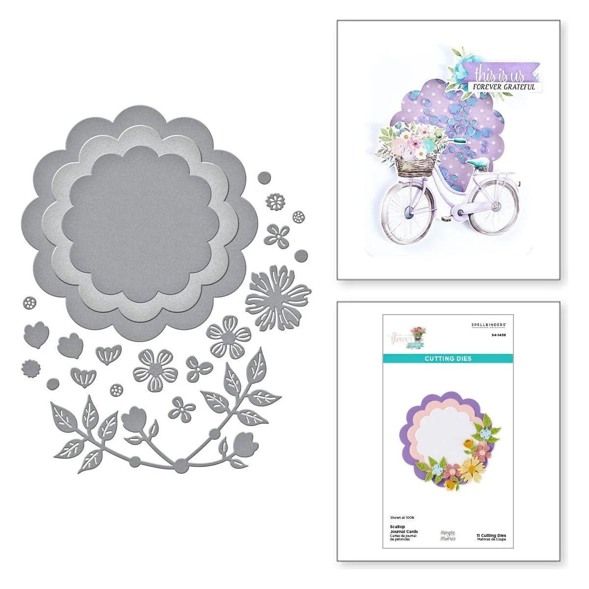 Image of Scallop Journal Cards Etched Dies from the Simple Vintage Flower Shoppe Collection with Simple Stories