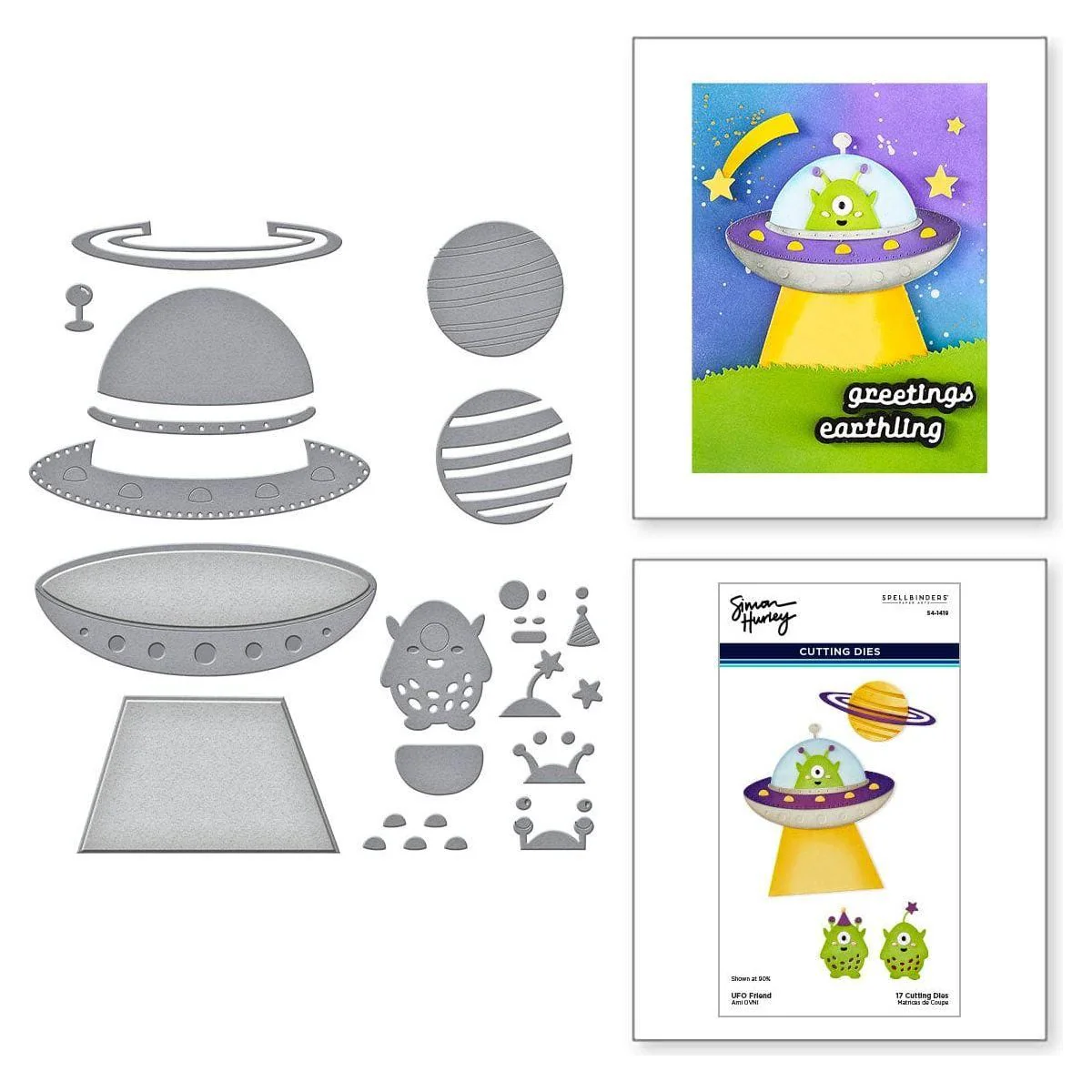Image of UFO Friend Etched Dies from the Simon's Space Adventure Collection by Simon Hurley