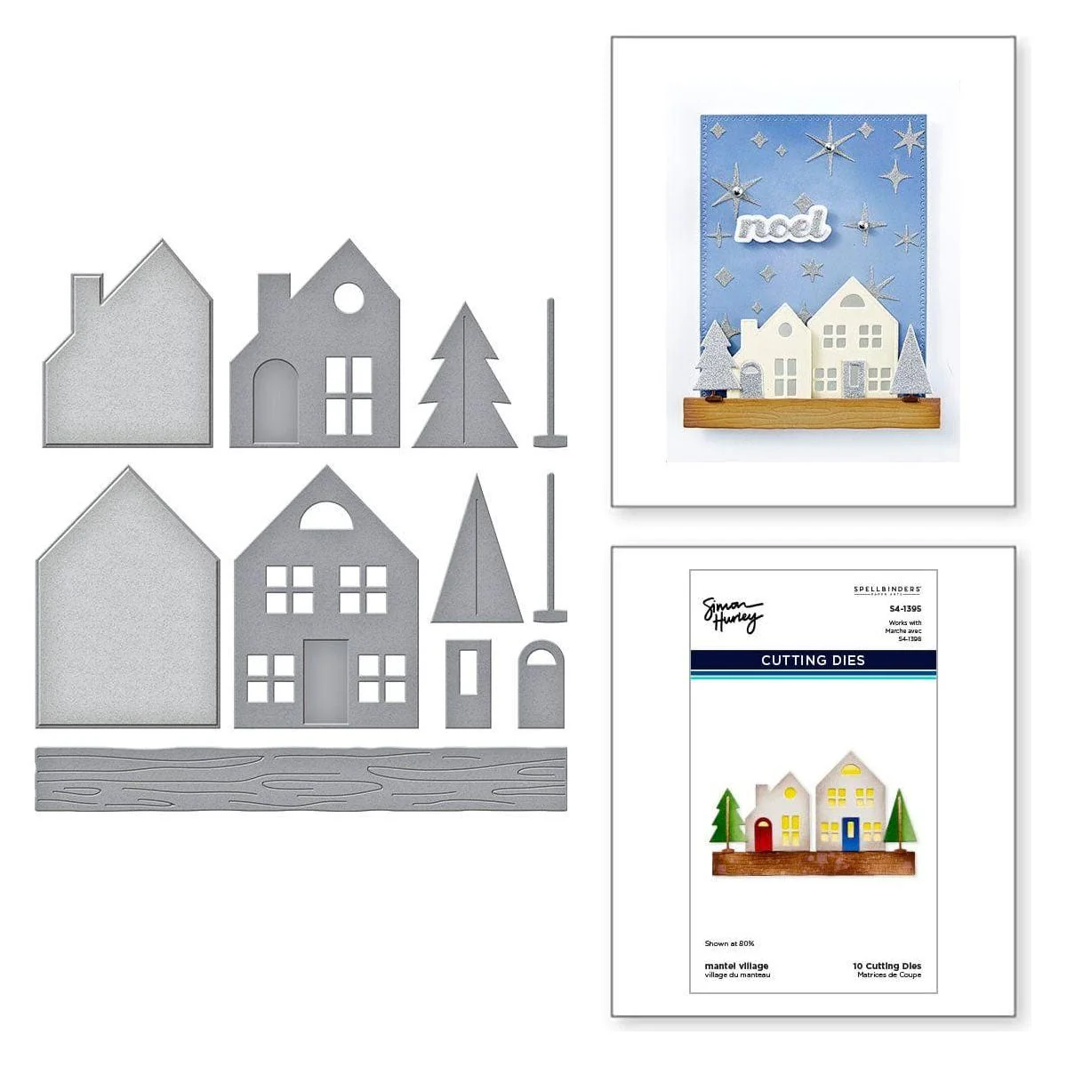 Image of Mantel Village Etched Dies from the Timeless Trees Collection by Simon Hurley