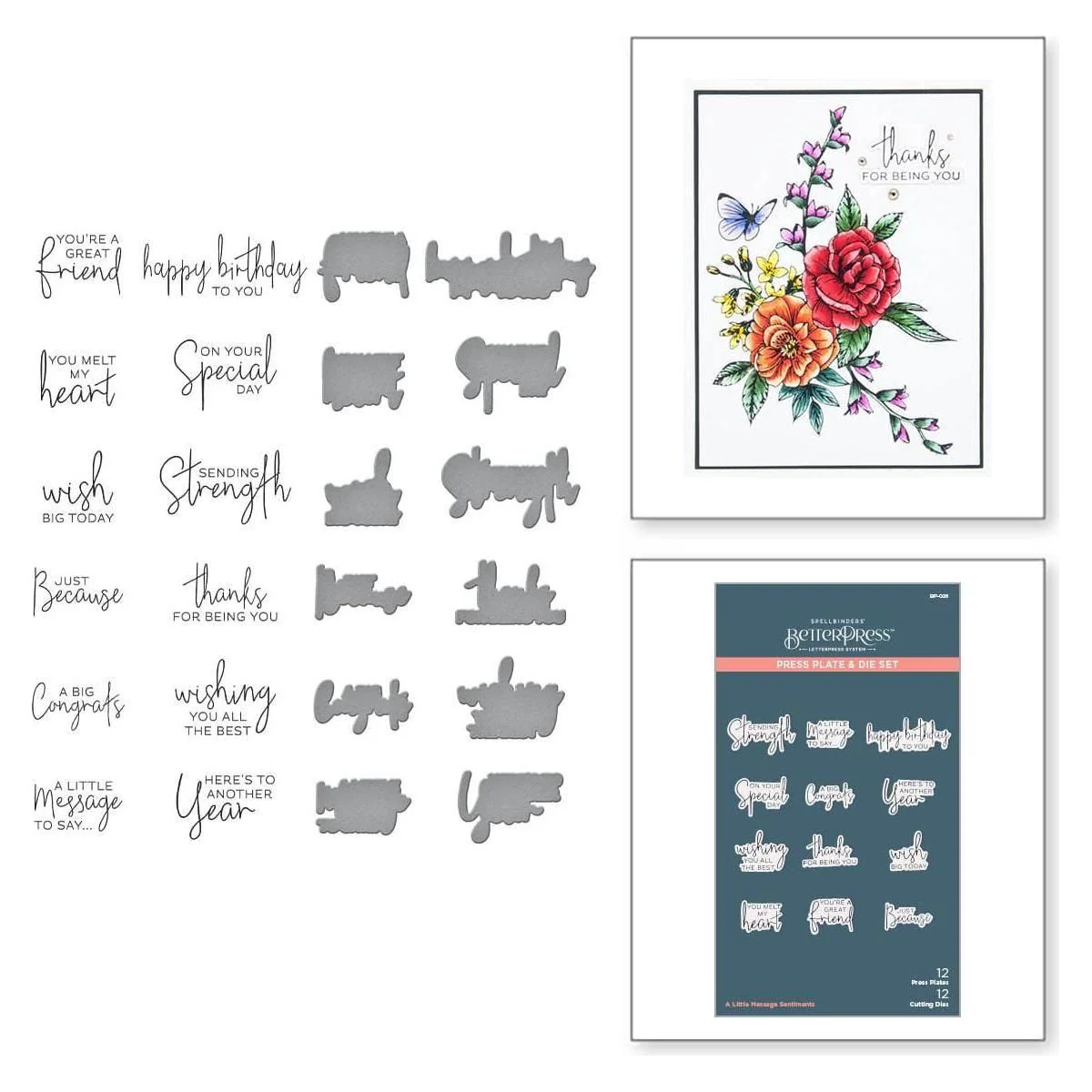 Image of A Little Message Sentiments Press Plate & Die Set from the BetterPress Collection