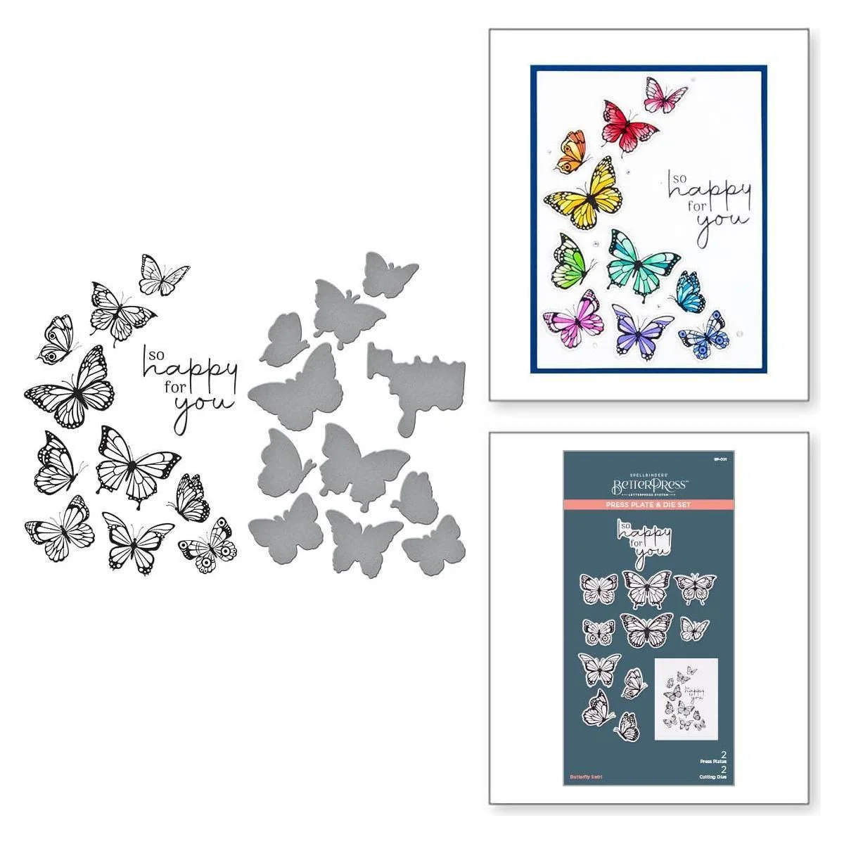 Image of Butterfly Swirl Press Plate & Die Set from the BetterPress Collection