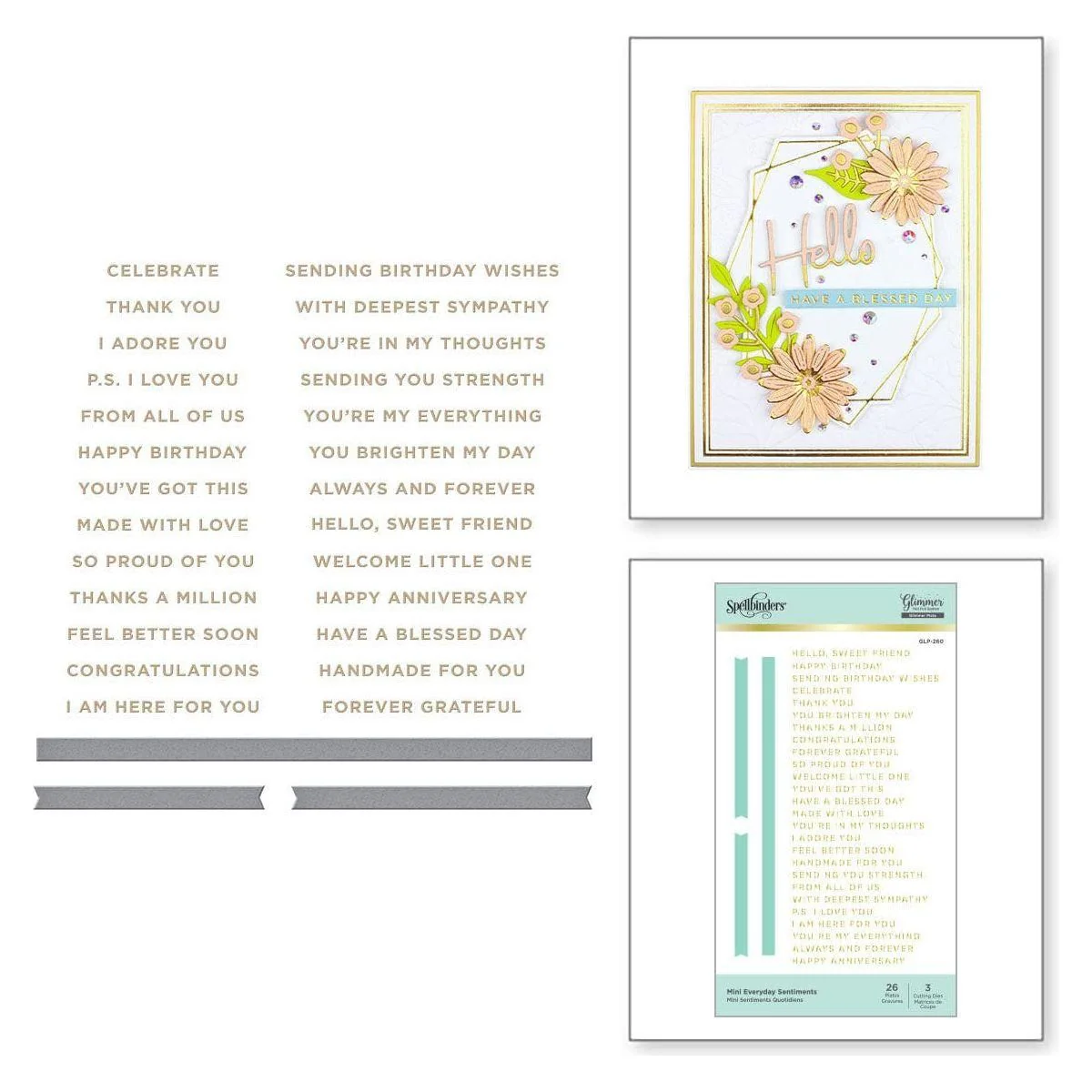 Image of Mini Everyday Sentiments Glimmer Hot Foil Plate & Die Set from Simply Perfect Collection