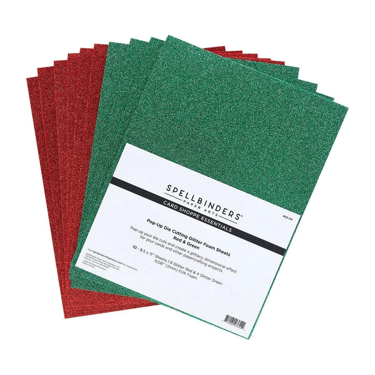 Image of Pop-Up Die Cutting Glitter Foam Sheets - Red & Green