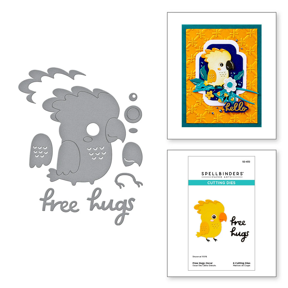 Image of Free Hugs Oscar Etched Dies from the Cheerful Chirps Collection