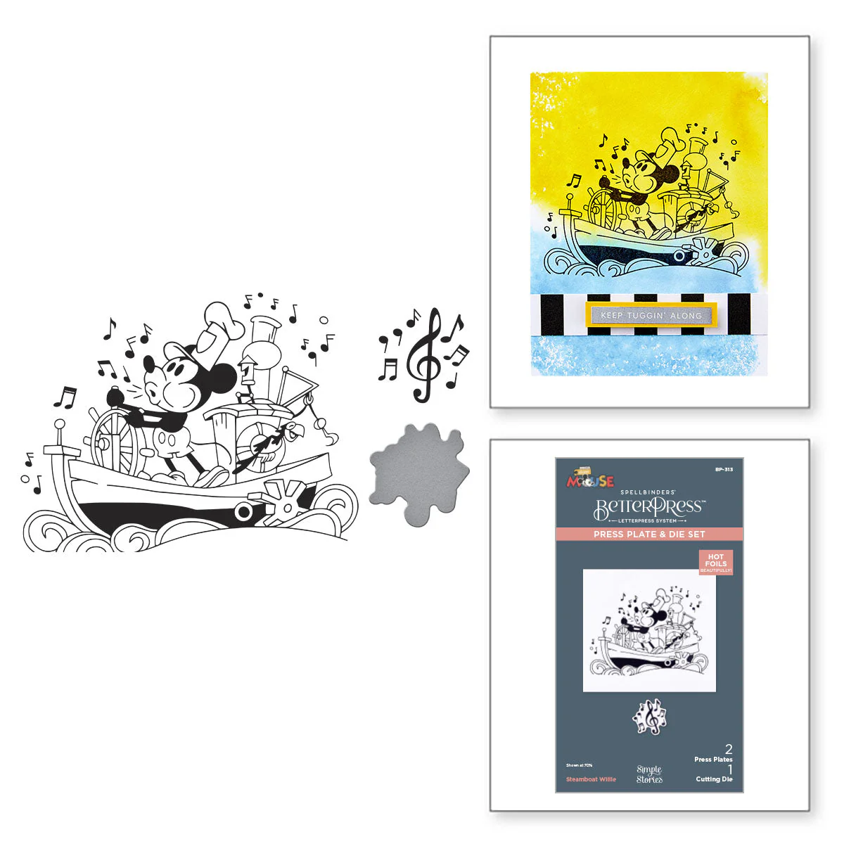 Image of Steamboat Willie Press Plate & Die Set from the Say Cheese Classic Mouse Collection